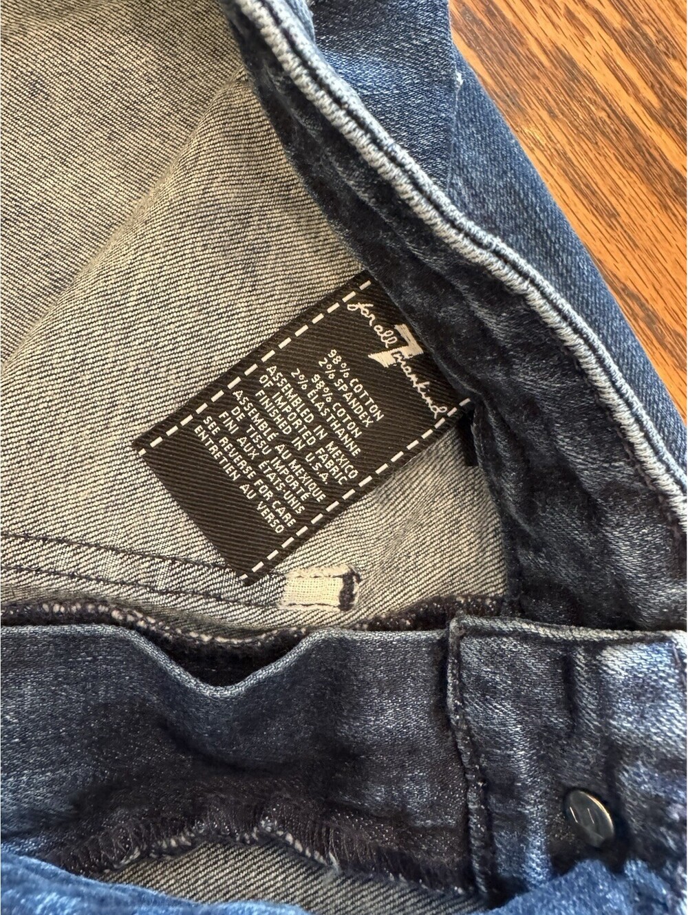 7 For All Mankind Women's Braided High Rise Flare Blue Denim Stretch Jeans Sz 28 - Picture 4 of 8